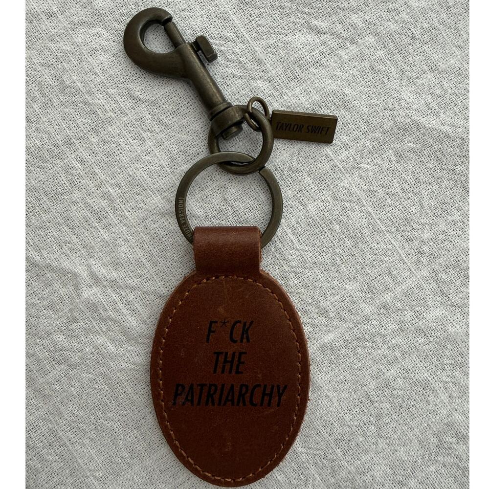 Taylor Swift | Red's All Too Well F*ck F the Patriarchy brown leather keychain